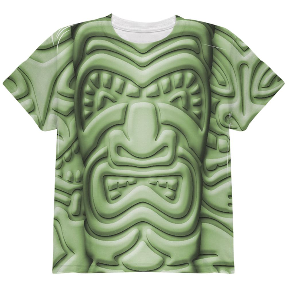 Tiki God Green Face Luau All Over Youth T Shirt Youth T-Shirts Old Glory LG Multi 