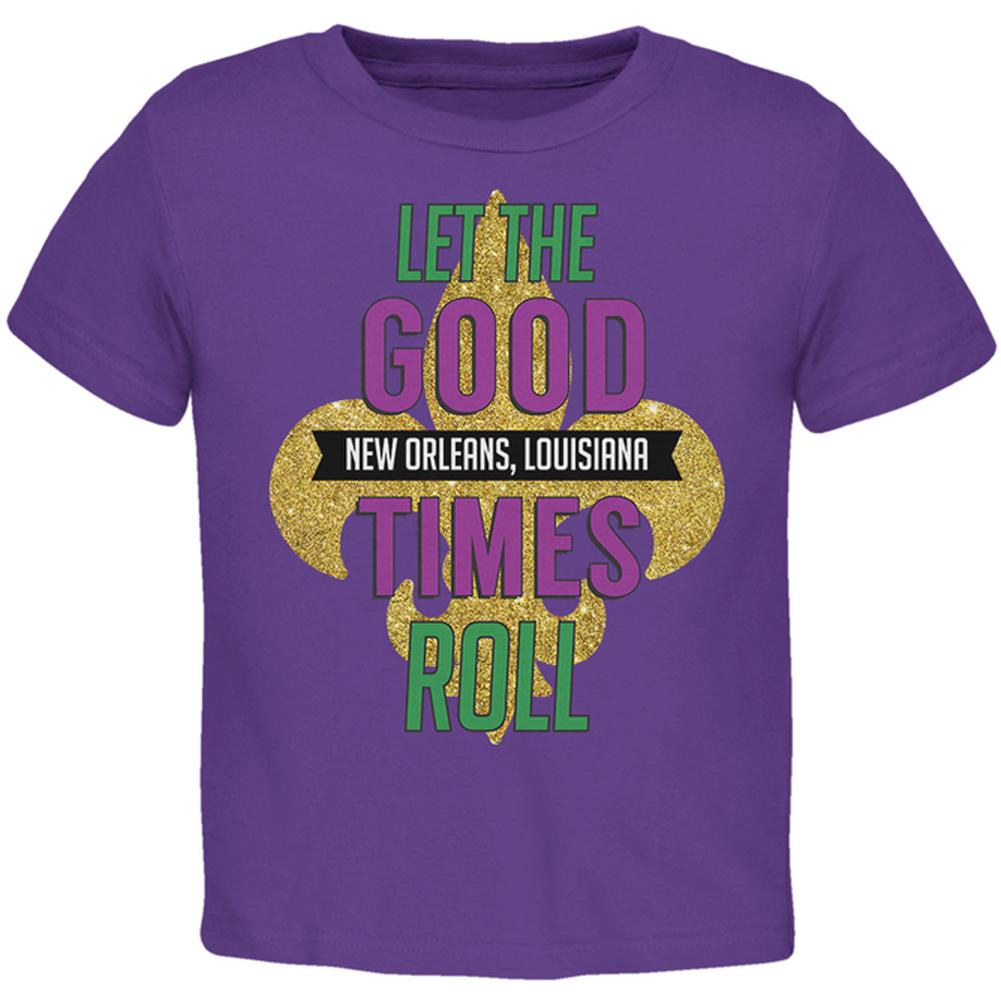 Mardi Gras Let the Good Times Roll Toddler T Shirt Toddler T-Shirts Old Glory 2T Purple 