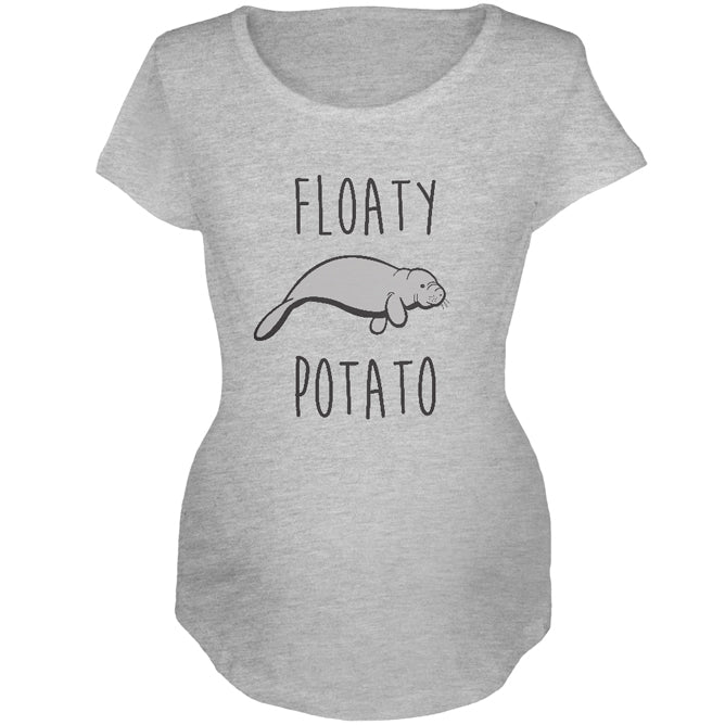 Floaty Potato Manatee Funny Maternity Soft T Shirt Maternity T-Shirts Old Glory 2XL Heather 