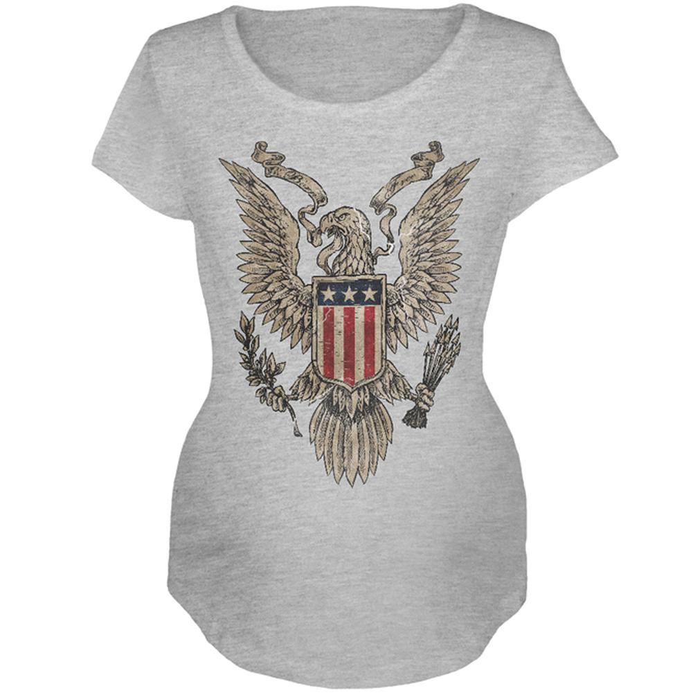 4th July Born Free Vintage American Bald Eagle Maternity Soft T Shirt Maternity T-Shirts Old Glory 2XL Heather 