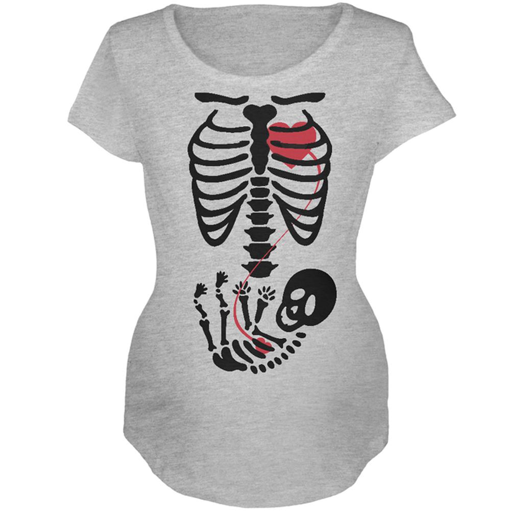 Halloween Baby Skeleton Maternity Soft T Shirt Maternity T-Shirts Old Glory 2XL Heather 