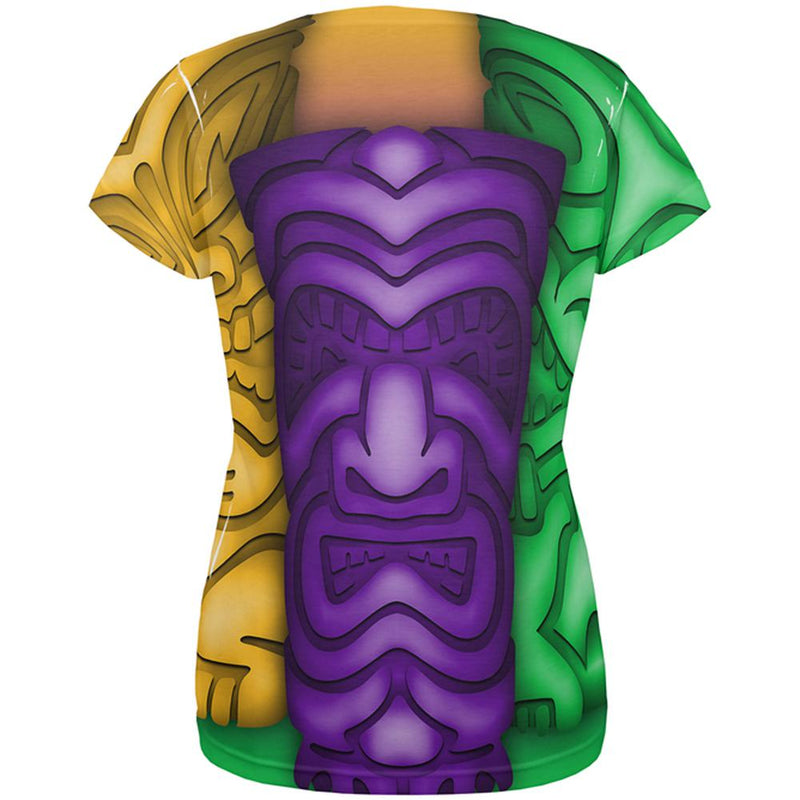 Mardi Gras Tiki Glass Party All Over Womens T Shirt Women's T-Shirts Old Glory   