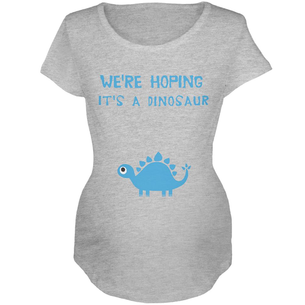 We're Hoping It's a Dinosaur Boy Maternity Soft T Shirt Maternity T-Shirts Old Glory 2XL Heather 