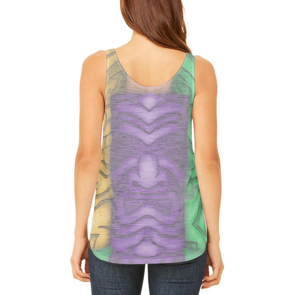 Mardi Gras Tiki Glass Party Juniors Flowy Side Slit Tank Top Juniors Tank Tops Old Glory   