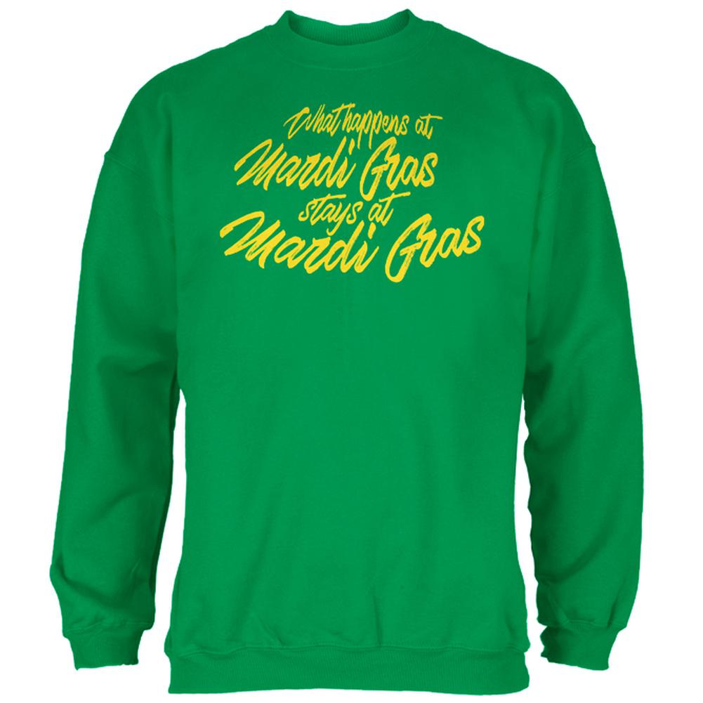 What Happens at Mardi Gras Stays Mens Sweatshirt Men's Sweatshirts Old Glory 2XL Irish Green 