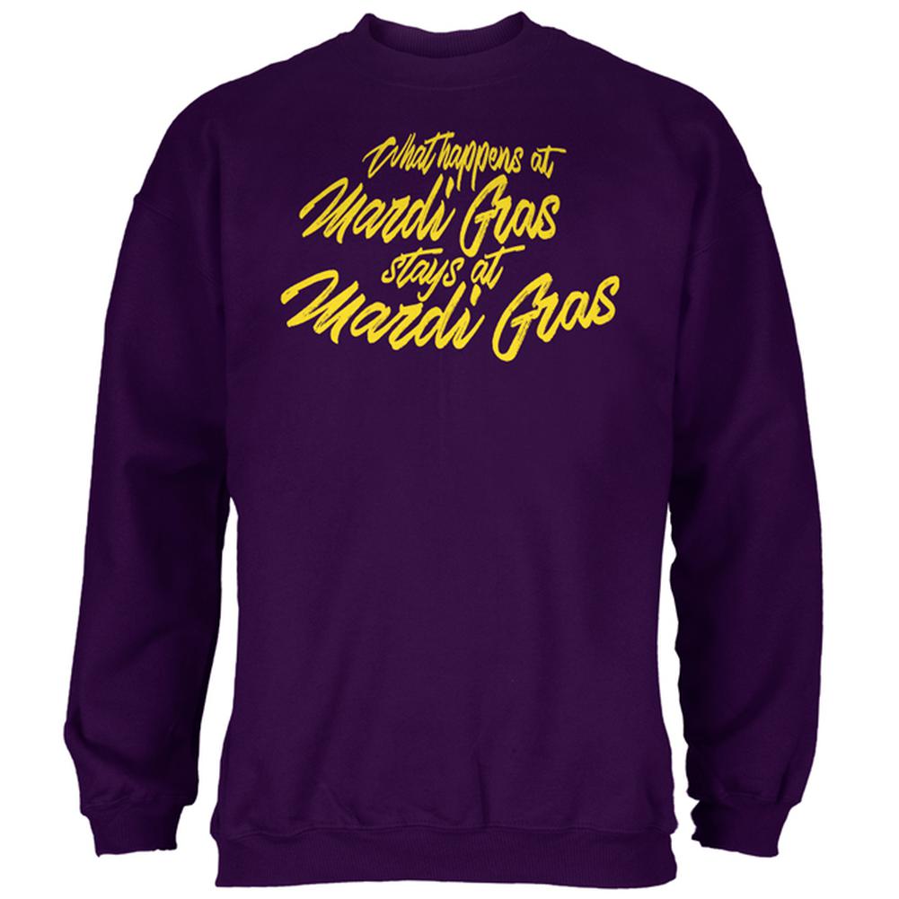 What Happens at Mardi Gras Stays Mens Sweatshirt Men's Sweatshirts Old Glory 2XL Purple 