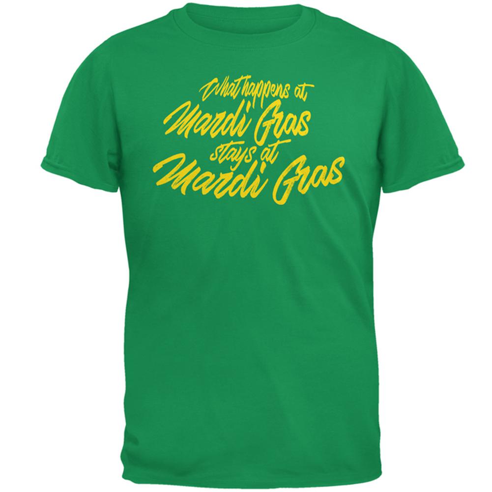 What Happens at Mardi Gras Stays Mens T Shirt Men's T-Shirts Old Glory 2XL Irish Green 