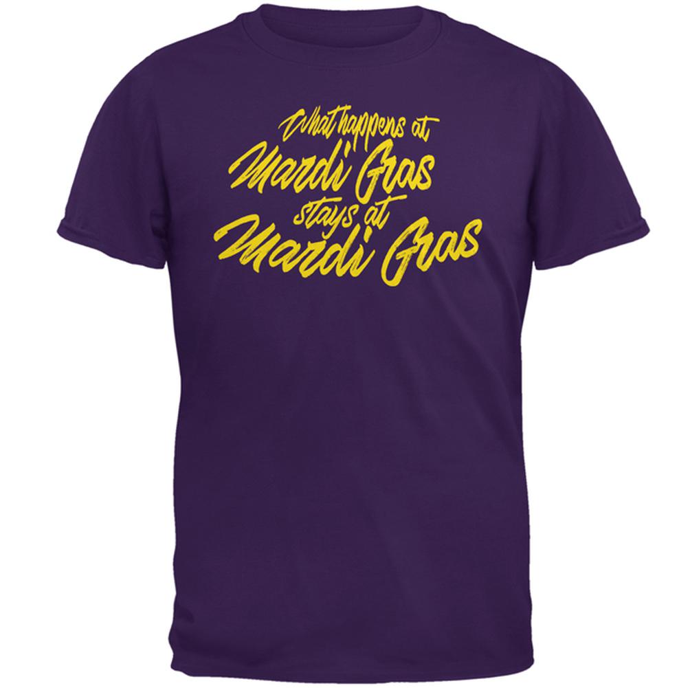 What Happens at Mardi Gras Stays Mens T Shirt Men's T-Shirts Old Glory 2XL Purple 