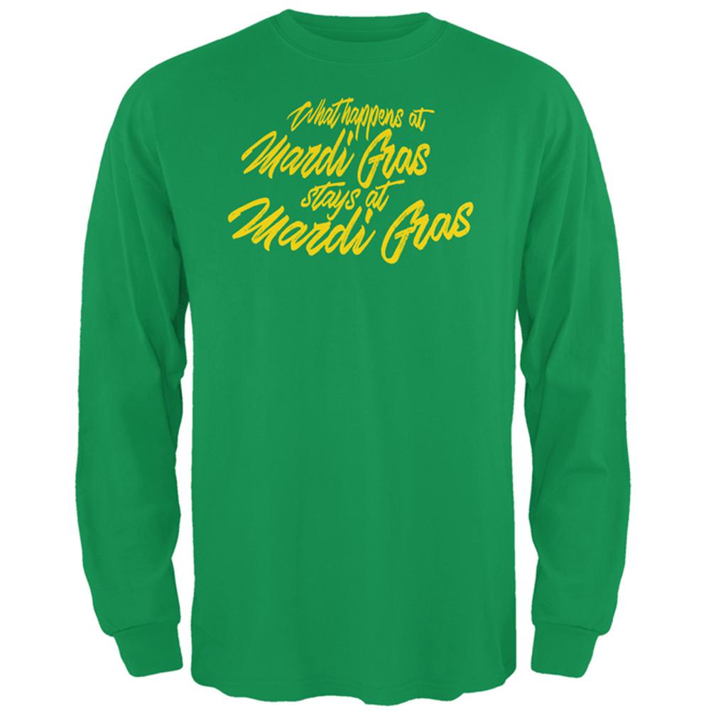 What Happens at Mardi Gras Stays Mens Long Sleeve T Shirt Men's Long Sleeves Old Glory 2XL Irish Green 