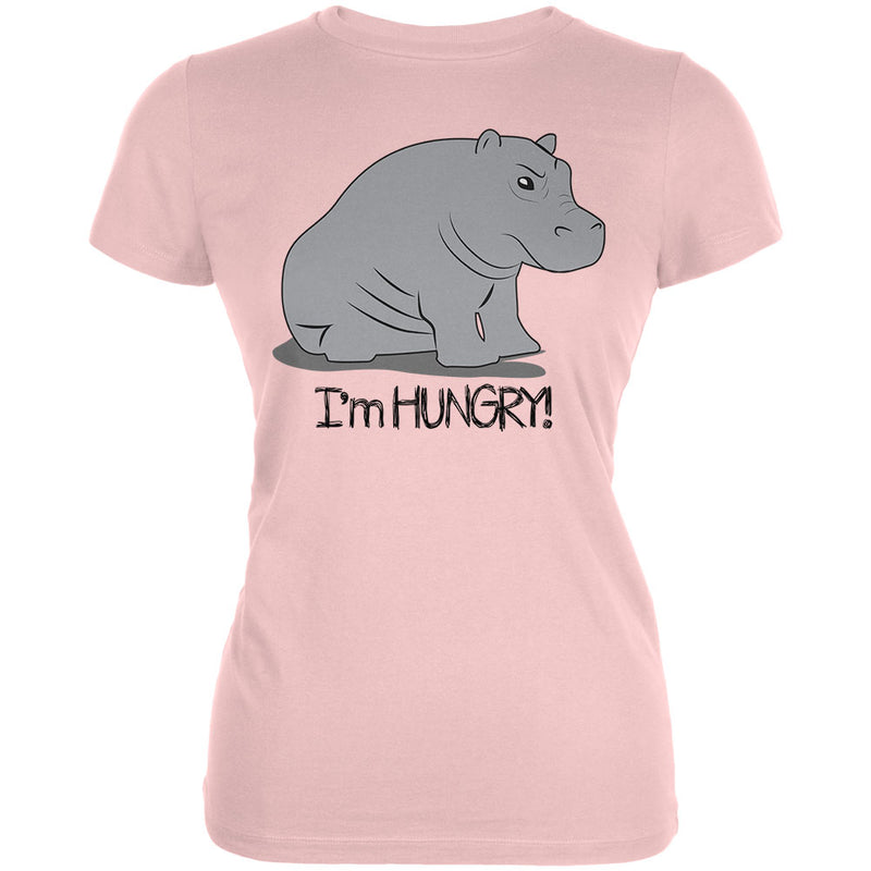 Hippo I'm Hungry Angry Funny Juniors Soft T Shirt Juniors T-Shirts Old Glory 2XL Blush Pink 