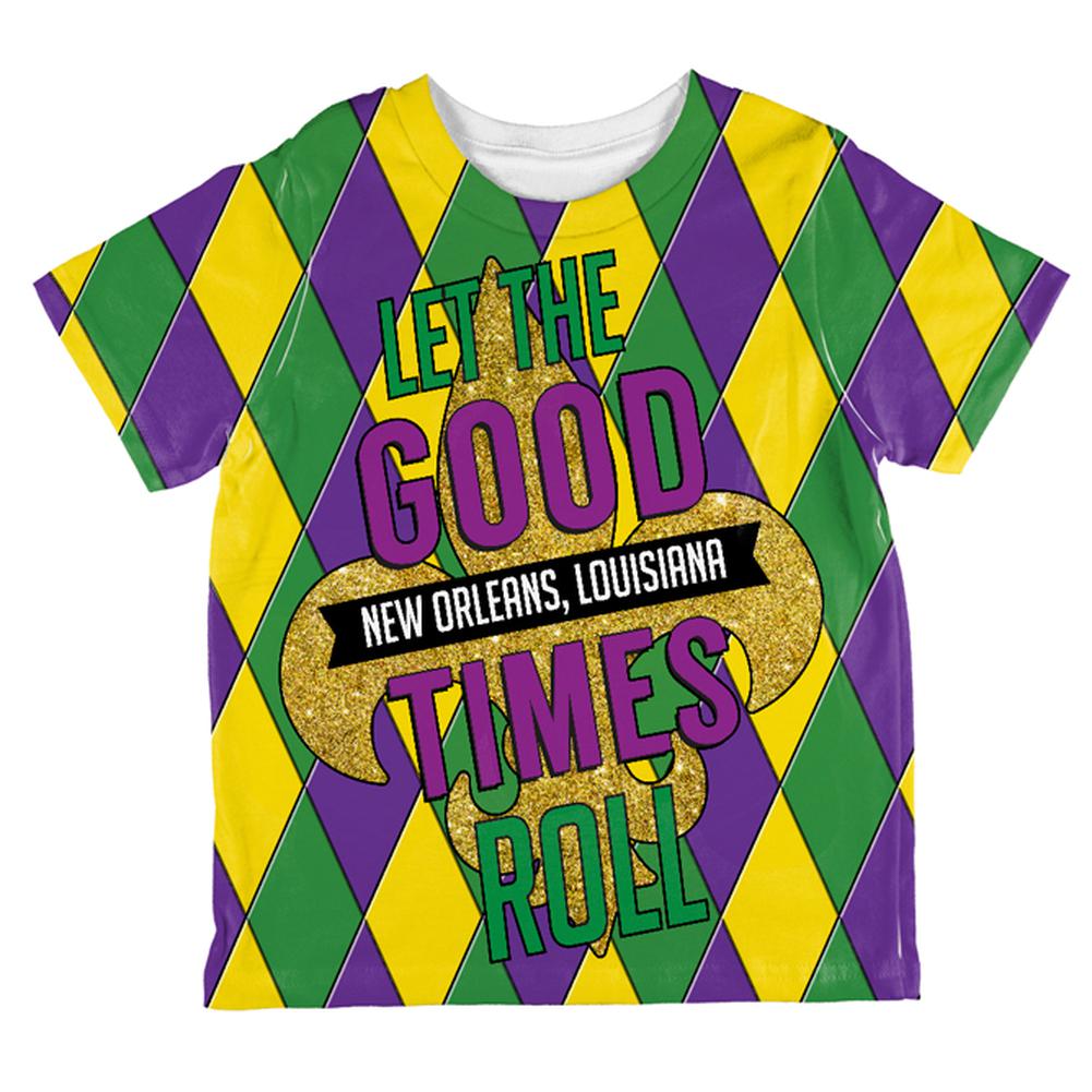 Mardi Gras Let the Good Times Roll Jester All Over Toddler T Shirt Toddler T-Shirts Old Glory 2T Multi 