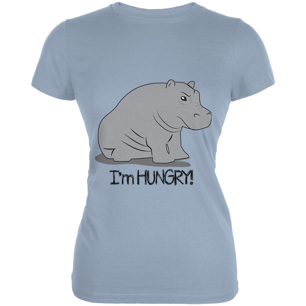 Hippo I'm Hungry Angry Funny Juniors Soft T Shirt Juniors T-Shirts Old Glory 2XL Light Blue 