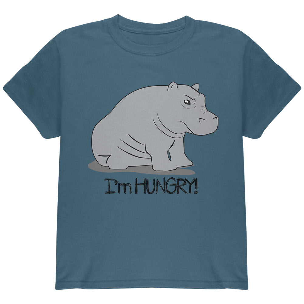 Hippo I'm Hungry Angry Funny Youth T Shirt Youth T-Shirts Old Glory YLG Indigo Blue 