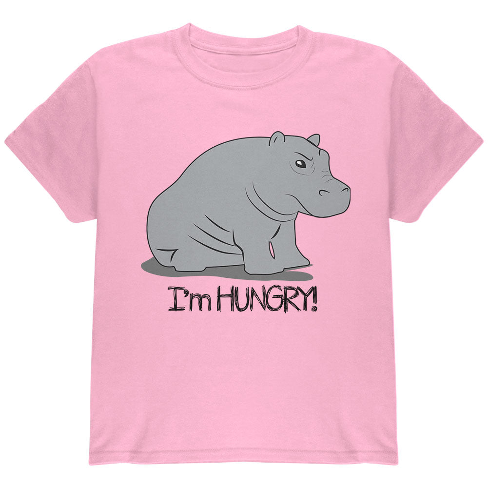 Hippo I'm Hungry Angry Funny Youth T Shirt Youth T-Shirts Old Glory YLG Light Pink 