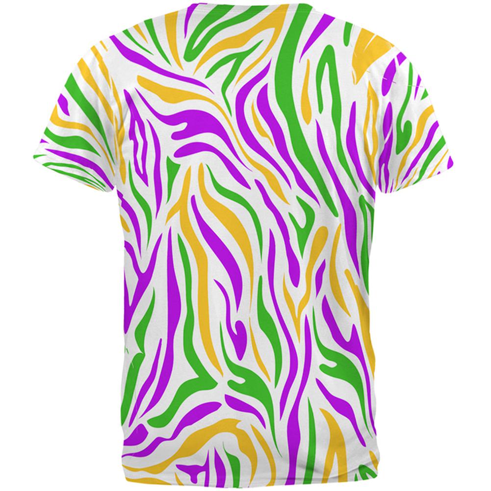 Mardi Gras Booze Boobs Beads Zebra Costume All Over Mens T Shirt Men's T-Shirts Old Glory   