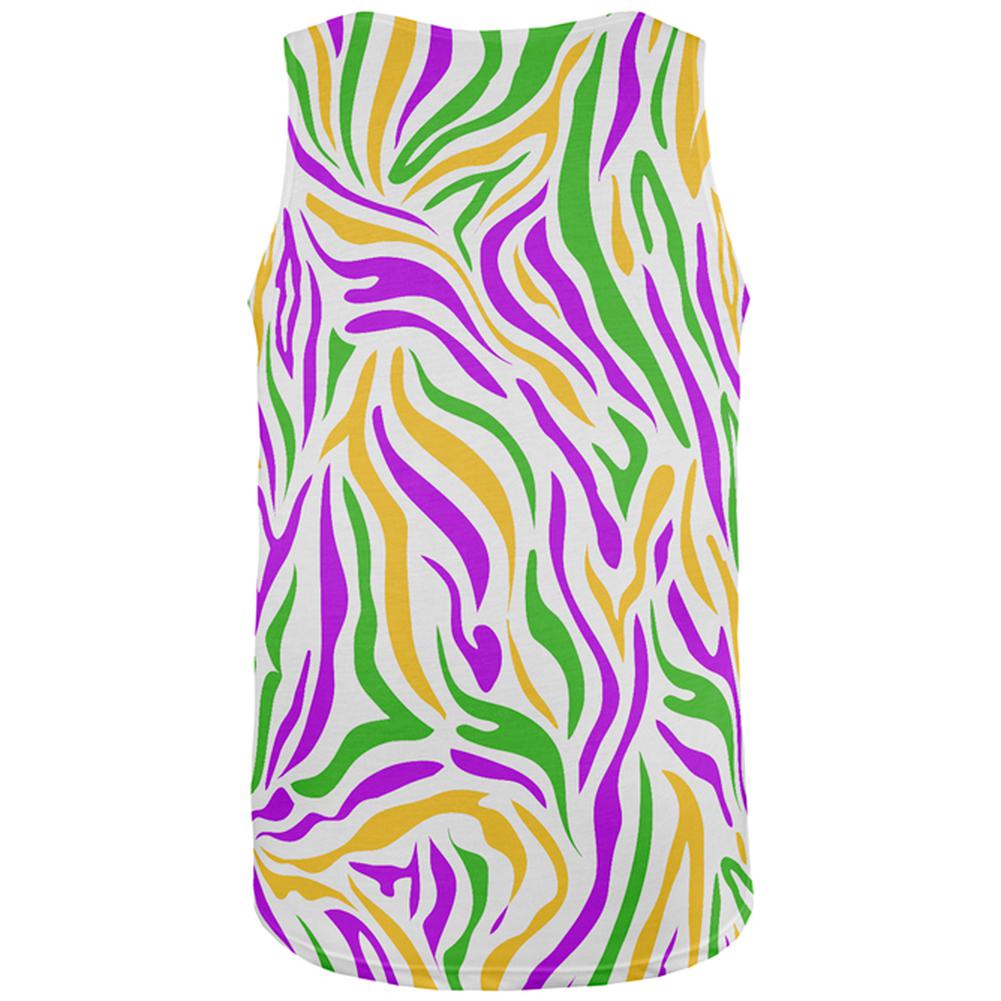 Mardi Gras Booze Boobs Beads Zebra Costume All Over Mens Tank Top Men's Tank Tops Old Glory   