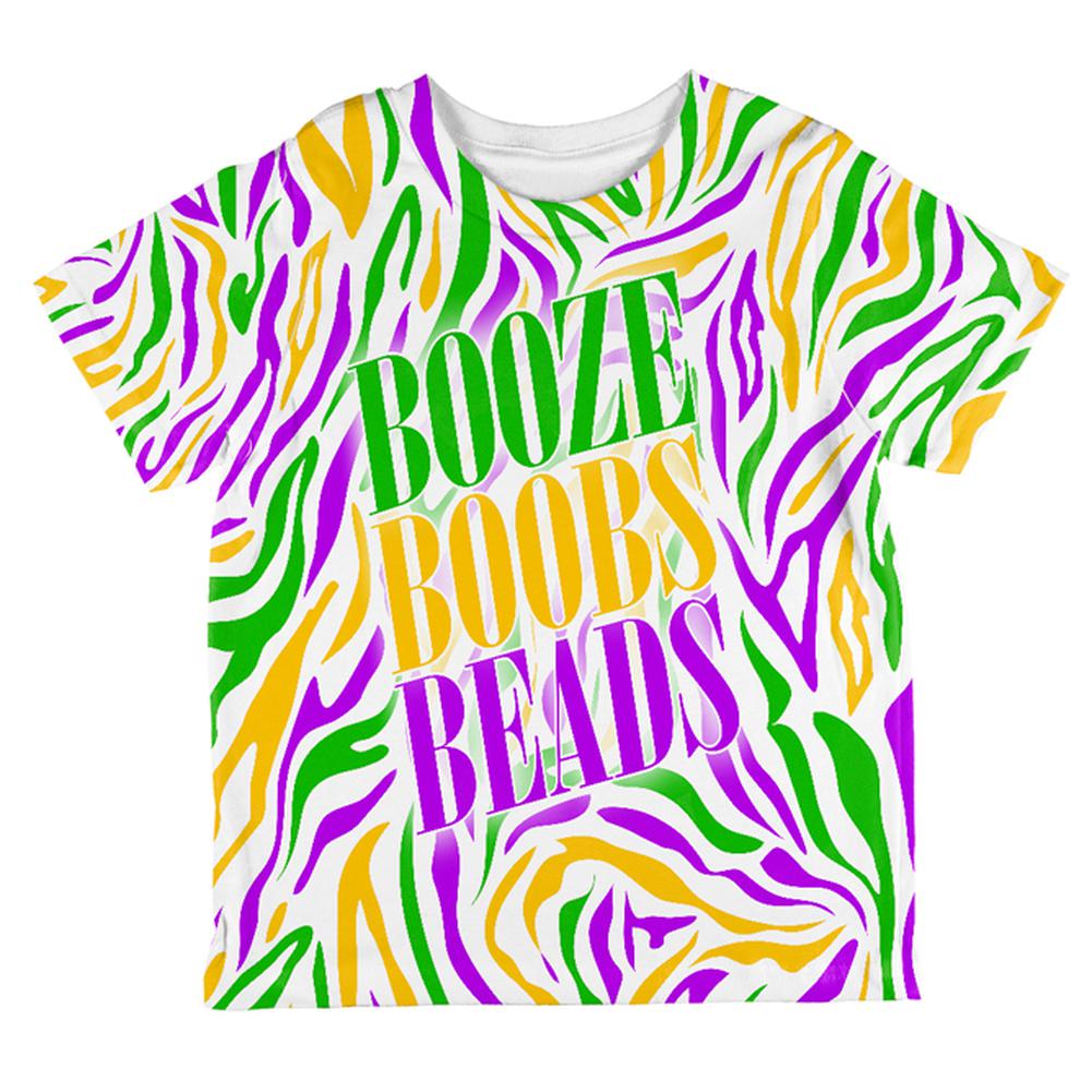 Mardi Gras Booze Boobs Beads Zebra Costume All Over Toddler T Shirt Toddler T-Shirts Old Glory 2T Multi 