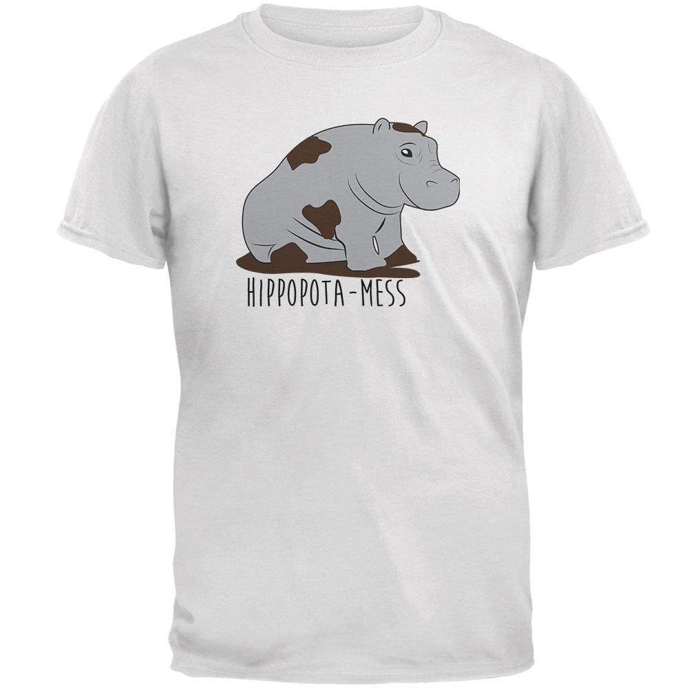 Hippo Mess Hippopotamess Funny Pun Mens T Shirt Men's T-Shirts Old Glory 2XL White 