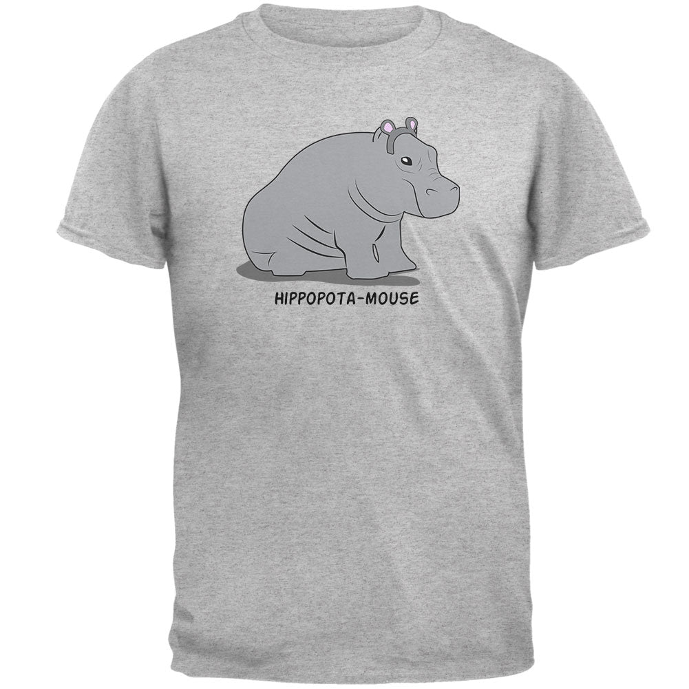 Hippo Mouse Hippopotamouse Funny Pun Mens T Shirt Men's T-Shirts Old Glory 2XL Heather 