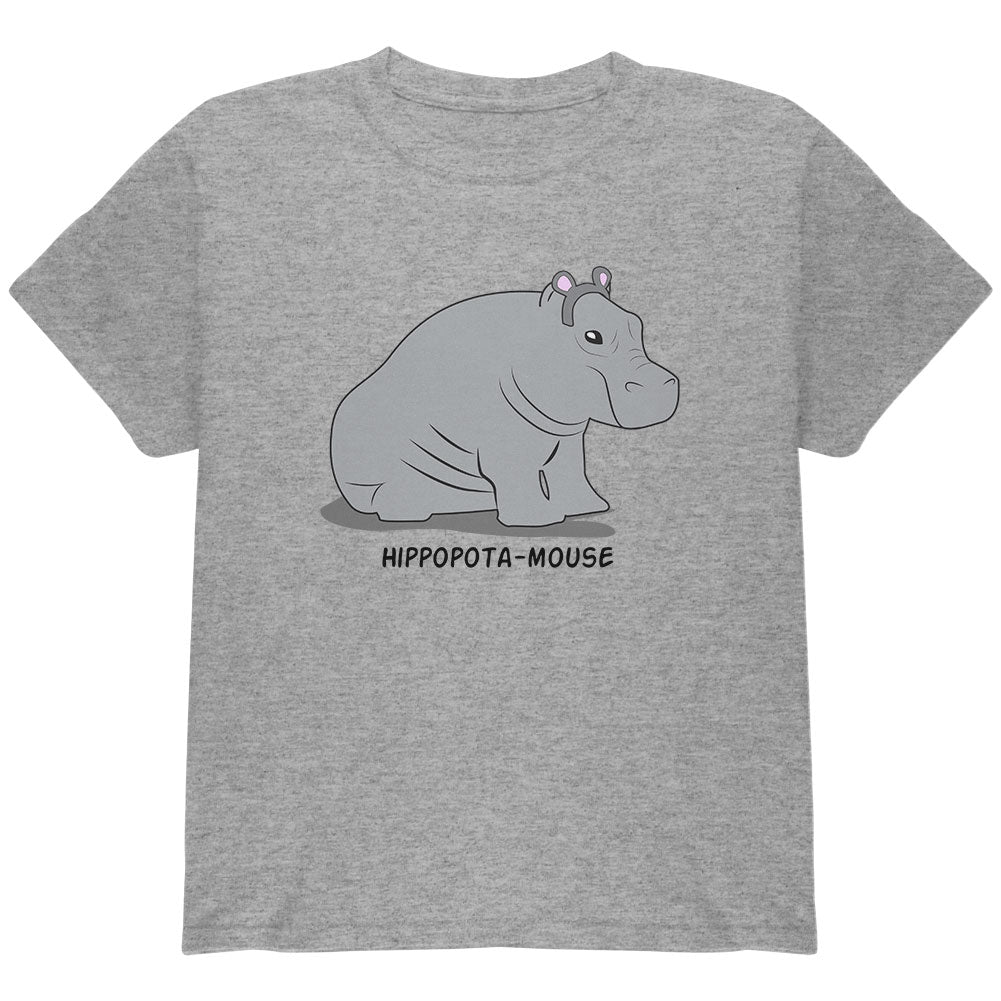 Hippo Mouse Hippopotamouse Funny Pun Youth T Shirt Youth T-Shirts Old Glory YLG Heather 