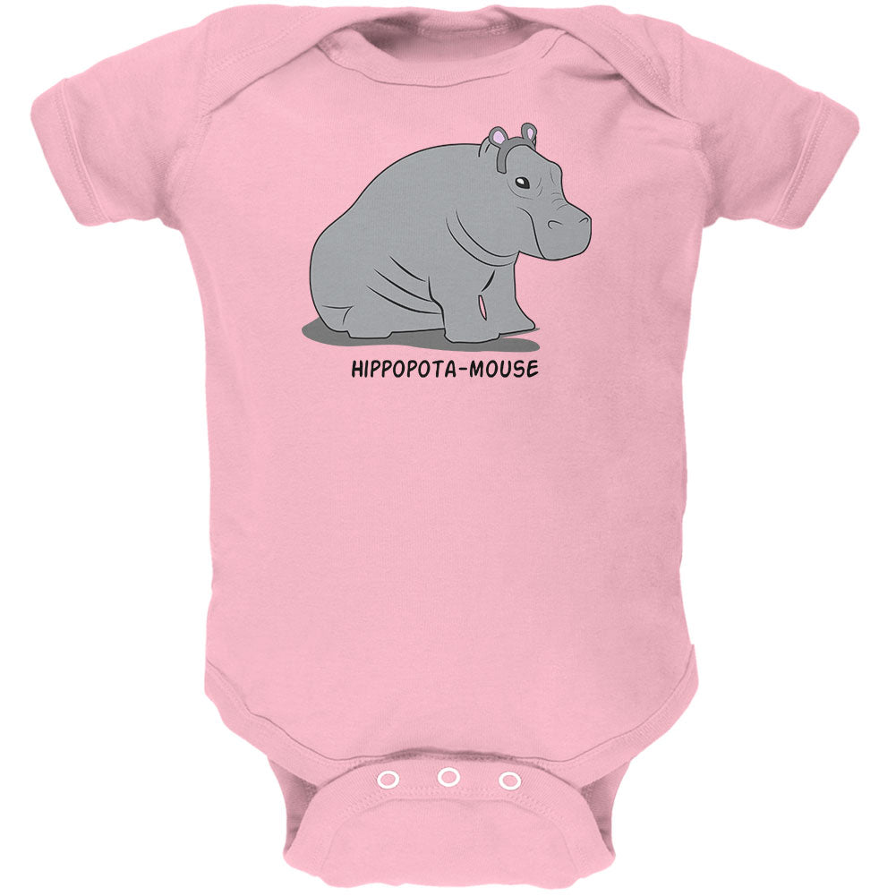 Hippo Mouse Hippopotamouse Funny Pun Soft Baby One Piece Baby One Piece Old Glory 0-3M Light Pink 