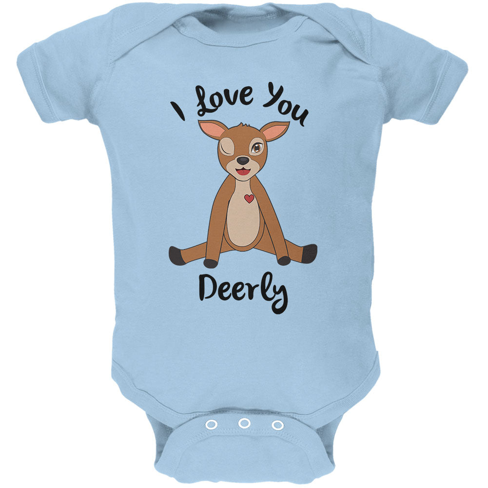 Deer I love You Deerly Dearly Funny Pun Soft Baby One Piece Baby One Piece Old Glory 0-3M Blue 