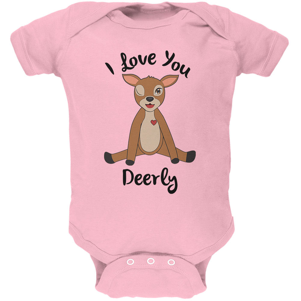 Deer I love You Deerly Dearly Funny Pun Soft Baby One Piece Baby One Piece Old Glory 0-3M Pink 