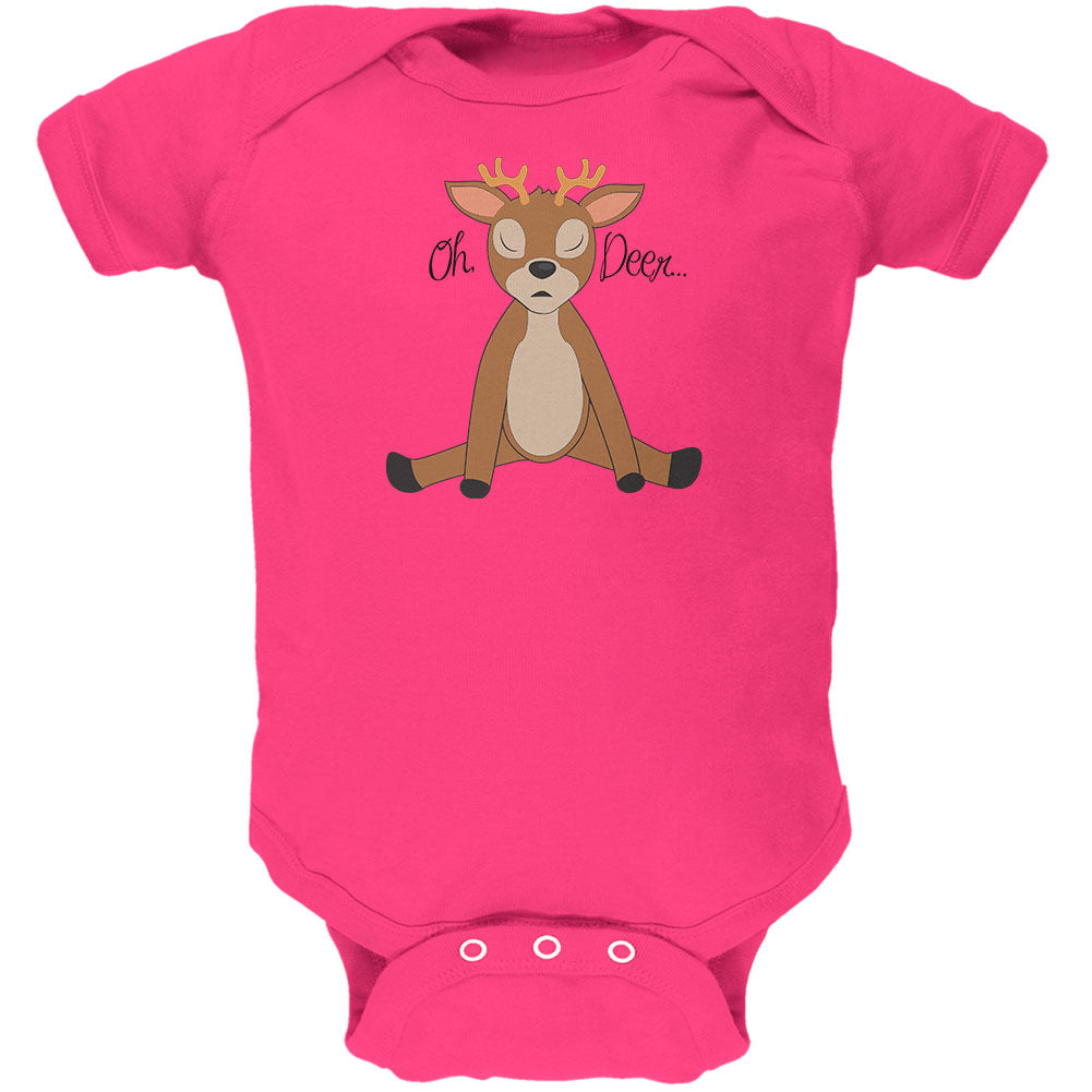 Oh Deer Funny Pun Cute Soft Baby One Piece Baby One Piece Old Glory 0-3M Red 