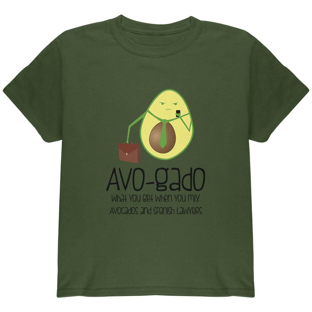 Avocado Abogado Lawyer Funny Spanish Pun Youth T Shirt Youth T-Shirts Old Glory LG Military Green 