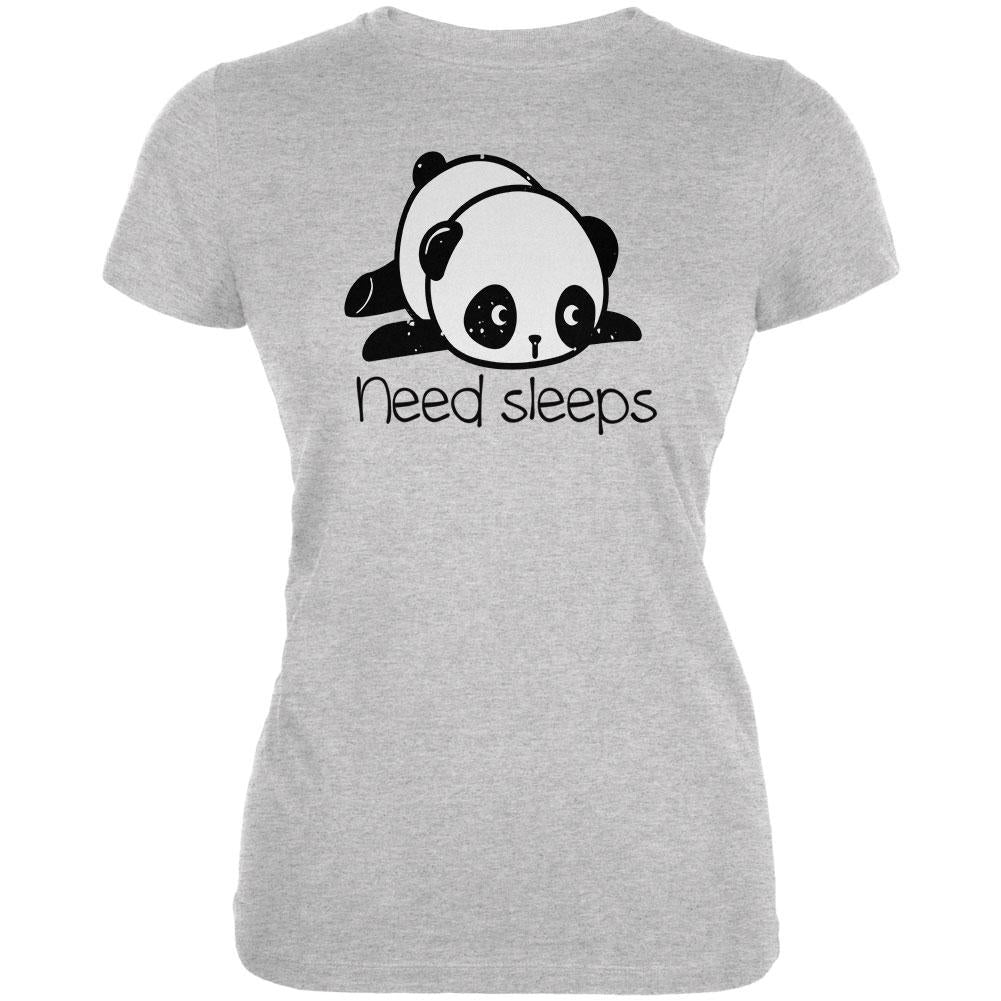 Panda Need Sleep Juniors Soft T Shirt Juniors T-Shirts Old Glory 2XL Heather 