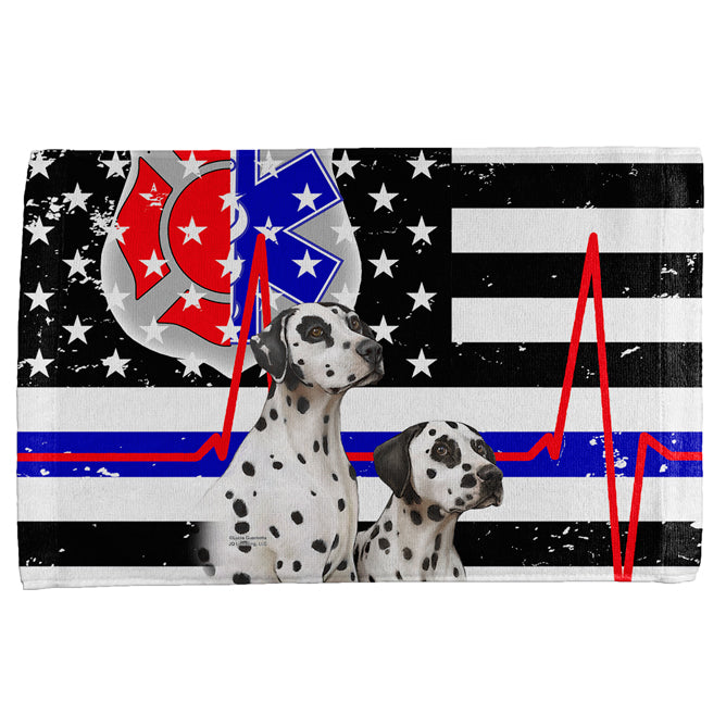 Firefighter EMT Dalmatian Live Forever Thin Red Line Flag All Over Hand Towel Hand Towel Old Glory OS Multicolored 