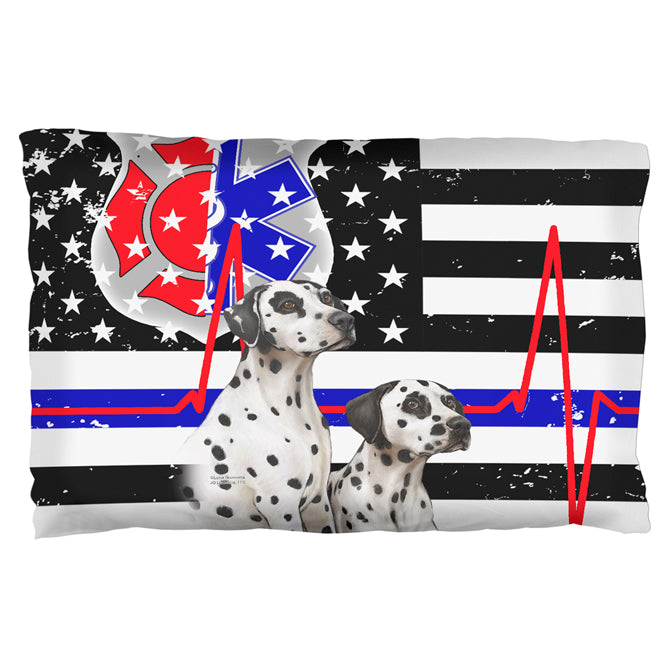 Firefighter EMT Dalmatian Live Forever Thin Red Line Flag Pillow Case Pillowcases Old Glory OS Multicolored 