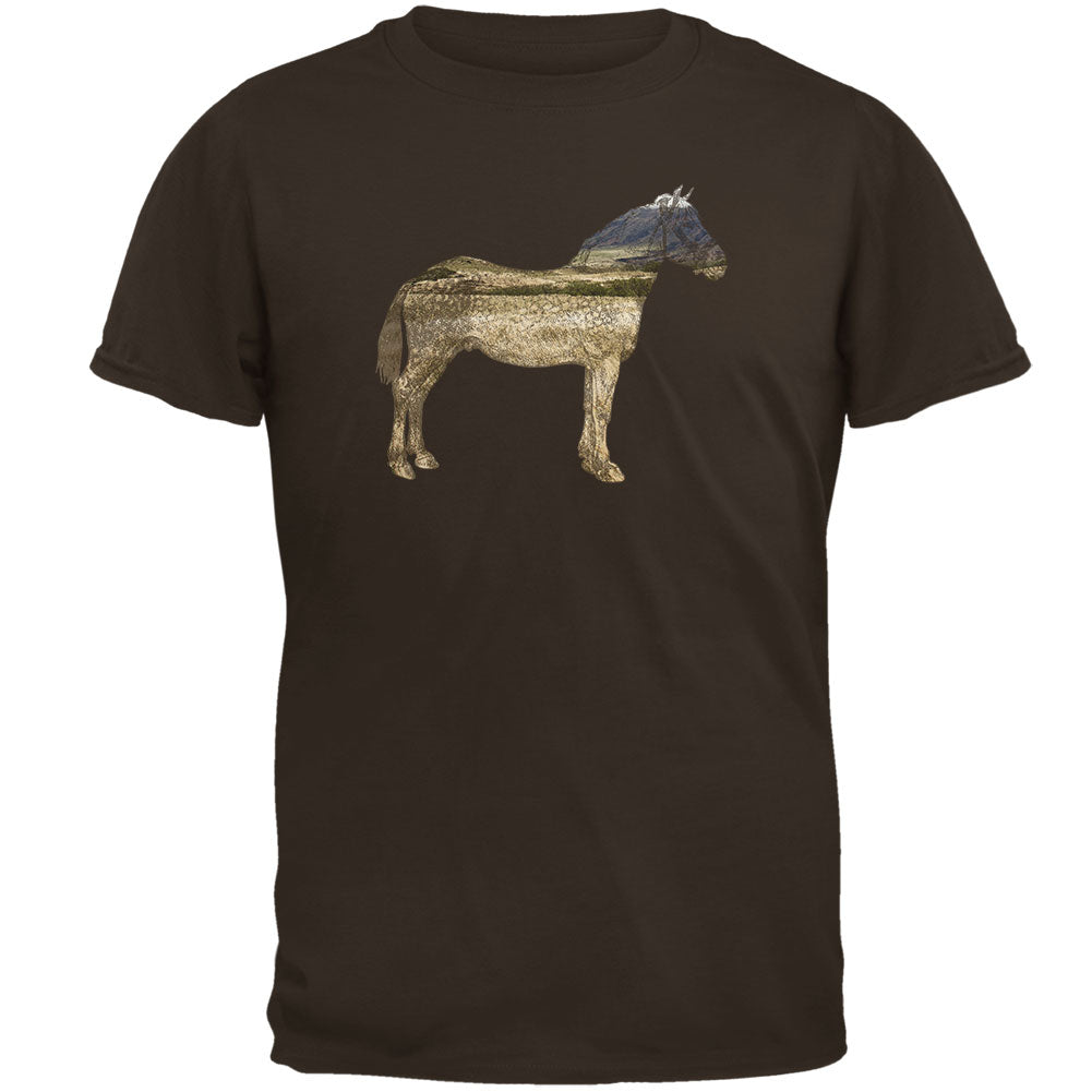 Horse Field Wild Mustang Mens T Shirt Men's T-Shirts Old Glory 2XL Brown 