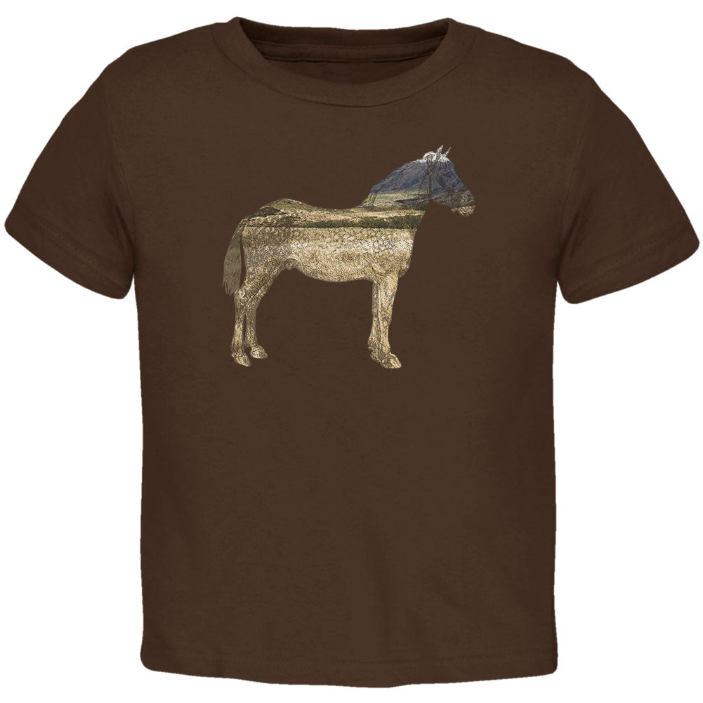 Horse Field Wild Mustang Toddler T Shirt Toddler T-Shirts Old Glory 2T Brown 