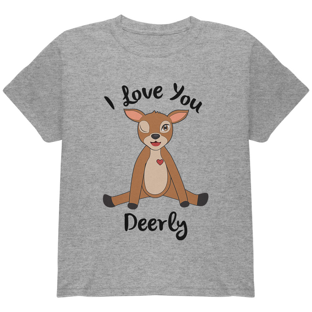 Deer I love You Deerly Dearly Funny Pun Youth T Shirt Youth T-Shirts Old Glory YLG Grey 