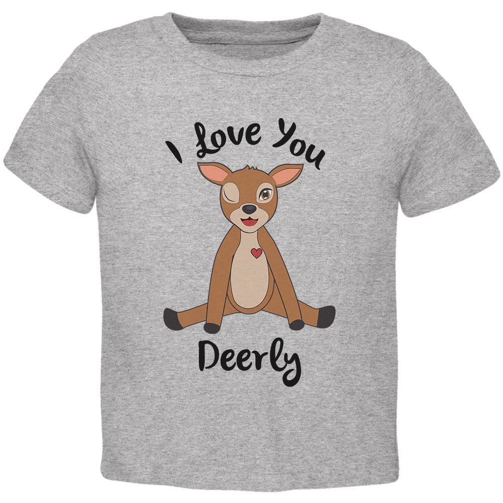 Deer I love You Deerly Dearly Funny Pun Toddler T Shirt Toddler T-Shirts Old Glory 2T Grey 