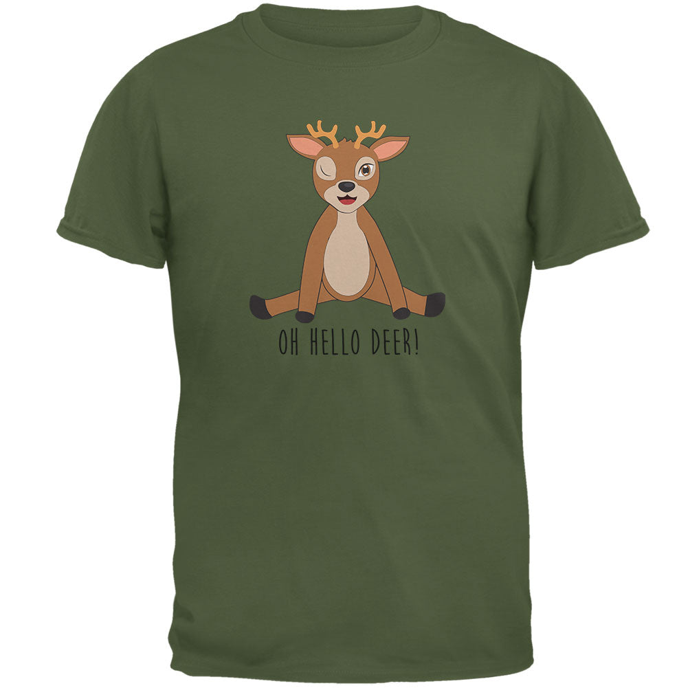 Oh Hello Deer Funny Pun Mens T Shirt Men's T-Shirts Old Glory 2XL Green 