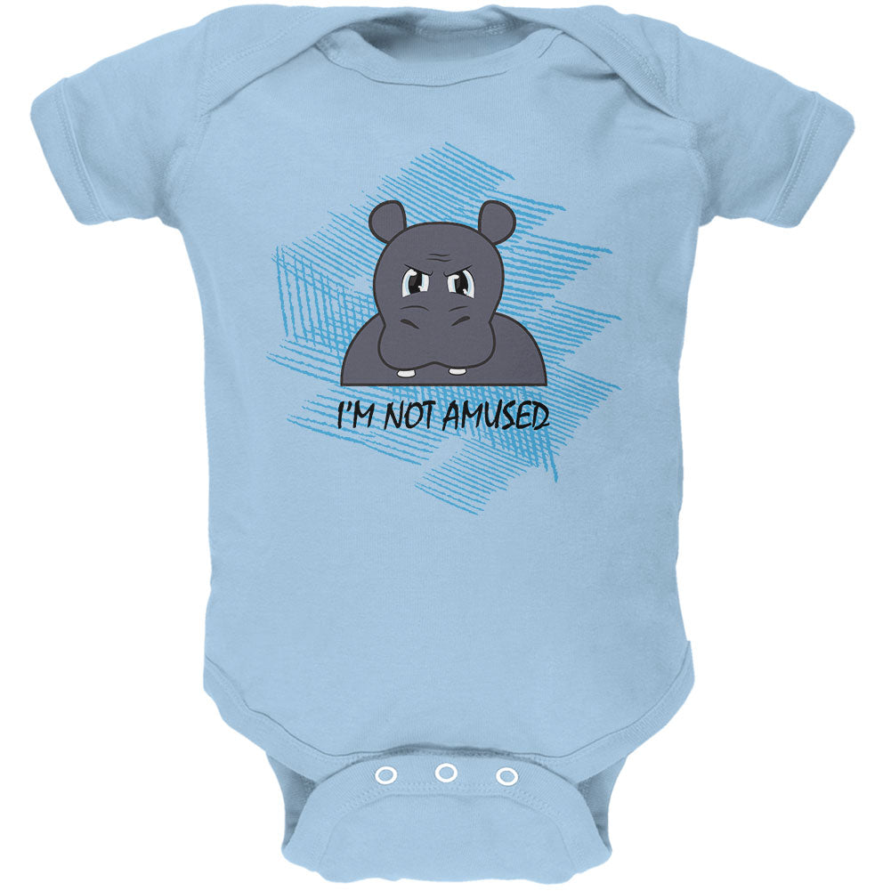 Hippo Not Amused Funny Soft Baby One Piece Baby One Piece Old Glory 0-3M Light Blue 