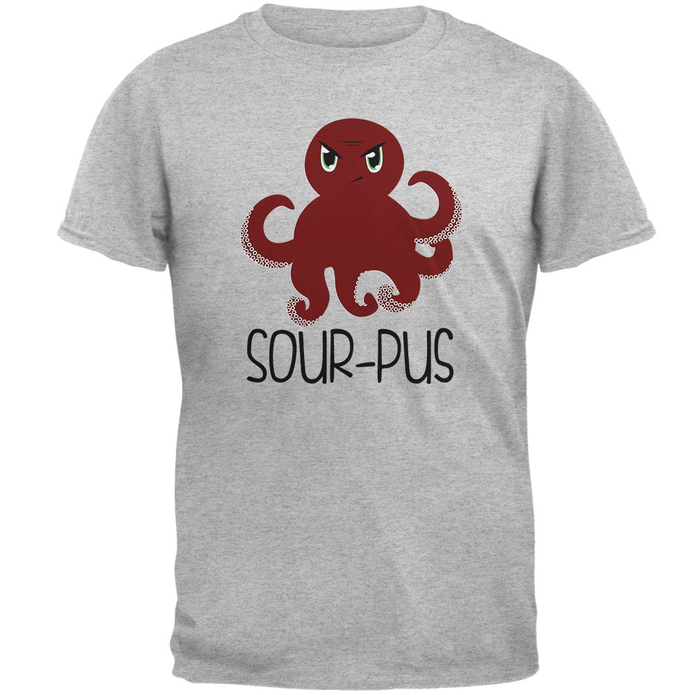 Octopus Sourpuss Funny Cute Mens T Shirt Men's T-Shirts Old Glory 2XL Heather 