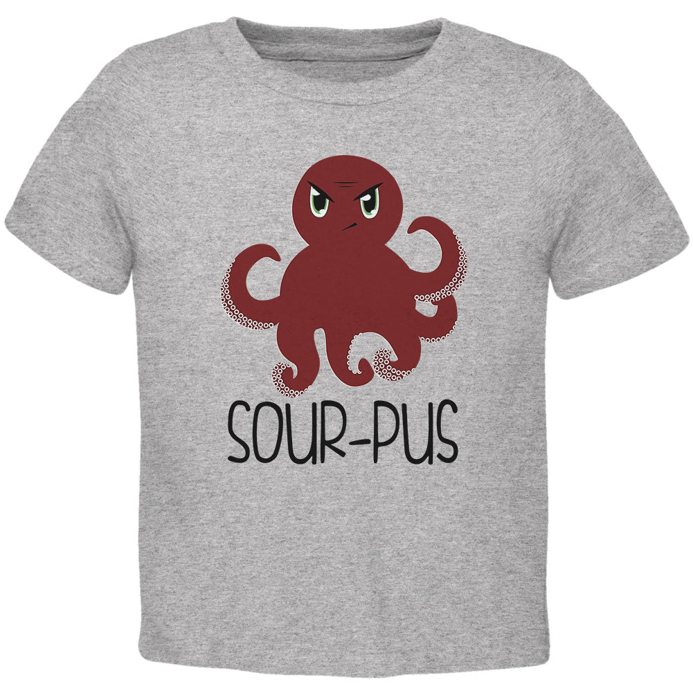 Octopus Sourpuss Funny Cute Toddler T Shirt Toddler T-Shirts Old Glory 2T Heather 