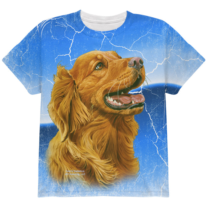 Golden Retriever Live Forever All Over Youth T Shirt Youth T-Shirts Old Glory YLG Multi 