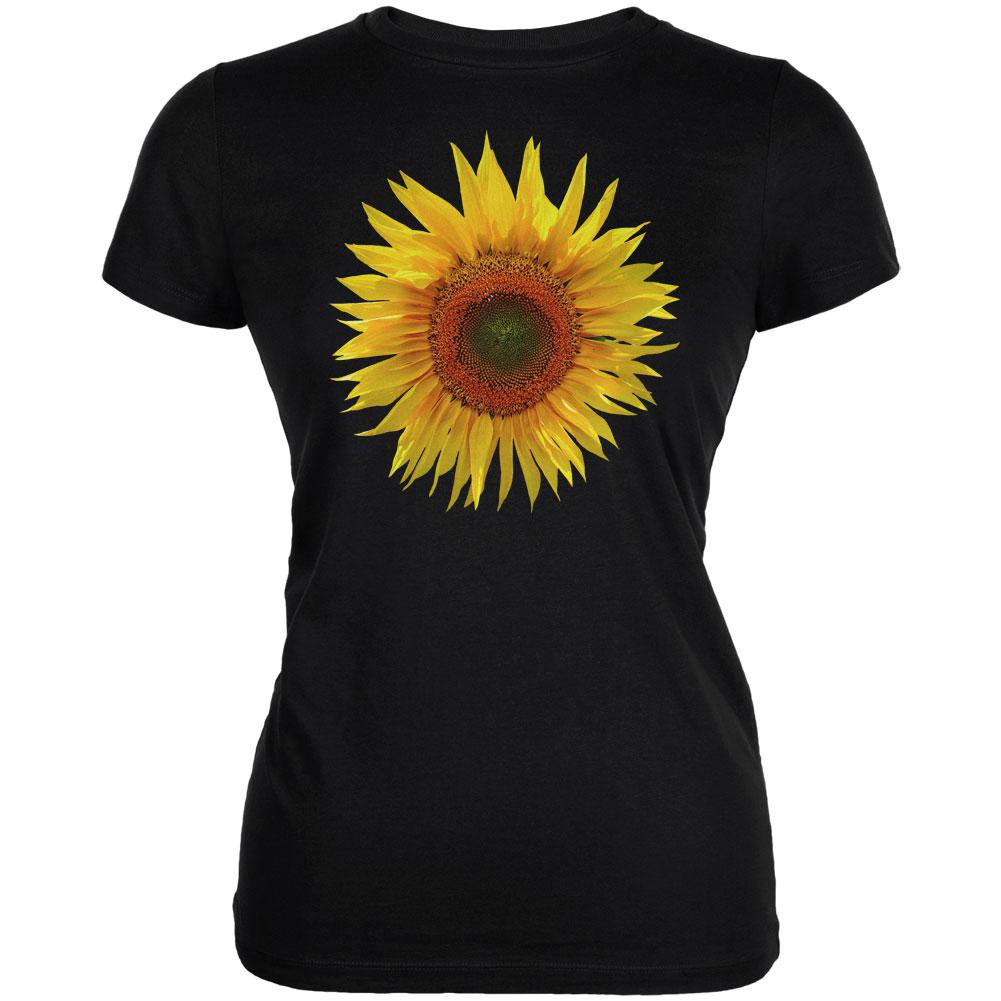 Giant Sunflower Juniors Soft T Shirt Juniors T-Shirts Old Glory 2XL Black 