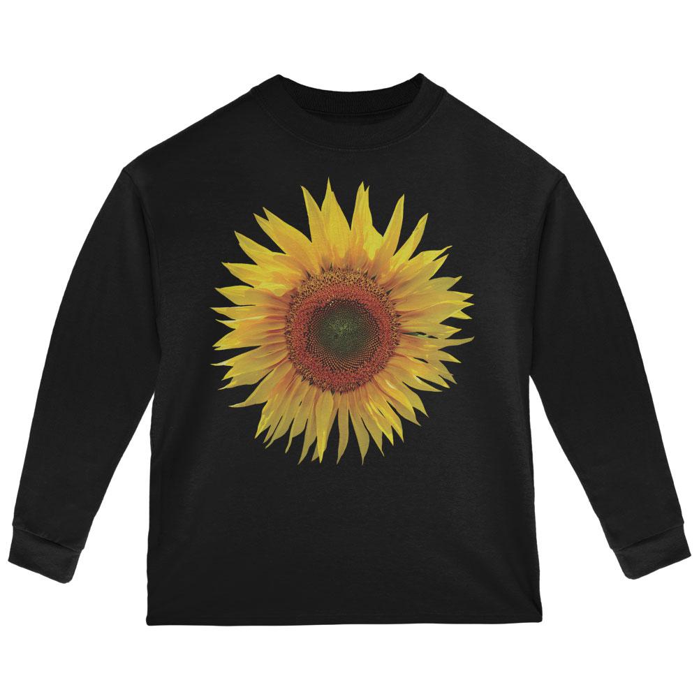 Giant Sunflower Toddler Long Sleeve T Shirt Toddler T-Shirts Old Glory 2T Black 