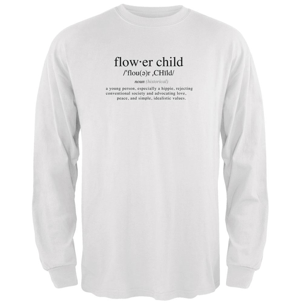 Flower Child Definition Mens Long Sleeve T Shirt Men's Long Sleeves Old Glory 2XL White 