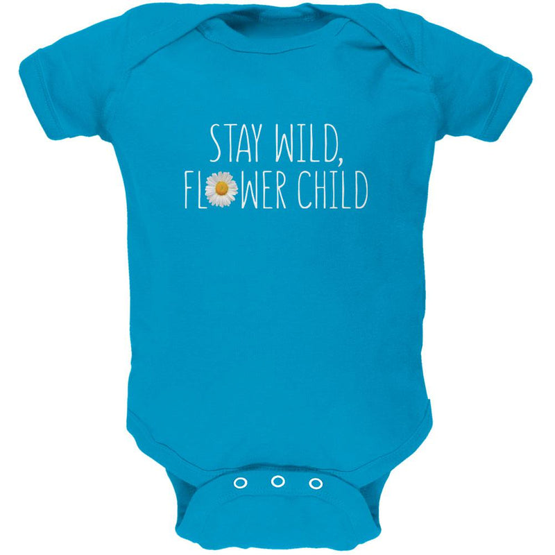 Stay Wild Flower Child Daisy Soft Baby One Piece Baby One Piece Old Glory 0-3M Turquoise 