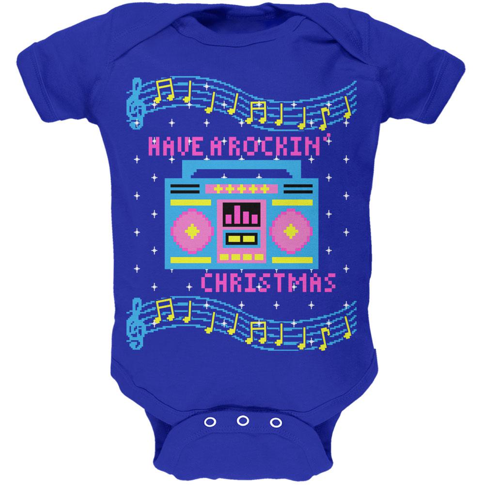 Retro Boombox Music Have a Rockin' Ugly Christmas Sweater Soft Baby One Piece Baby One Piece Old Glory 0-3M Royal 