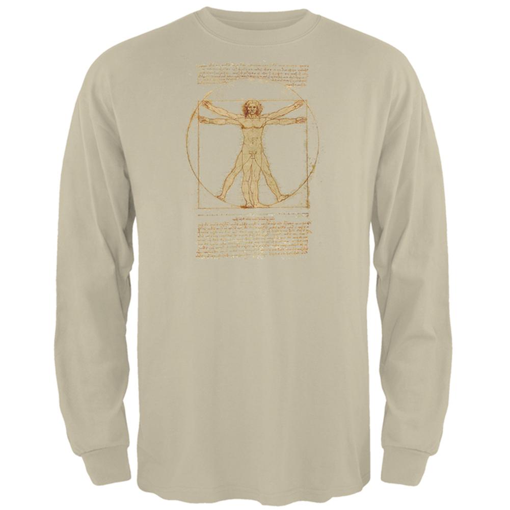 Vitruvian Man Mens Long Sleeve T Shirt Men's Long Sleeves Old Glory 2XL Sand 