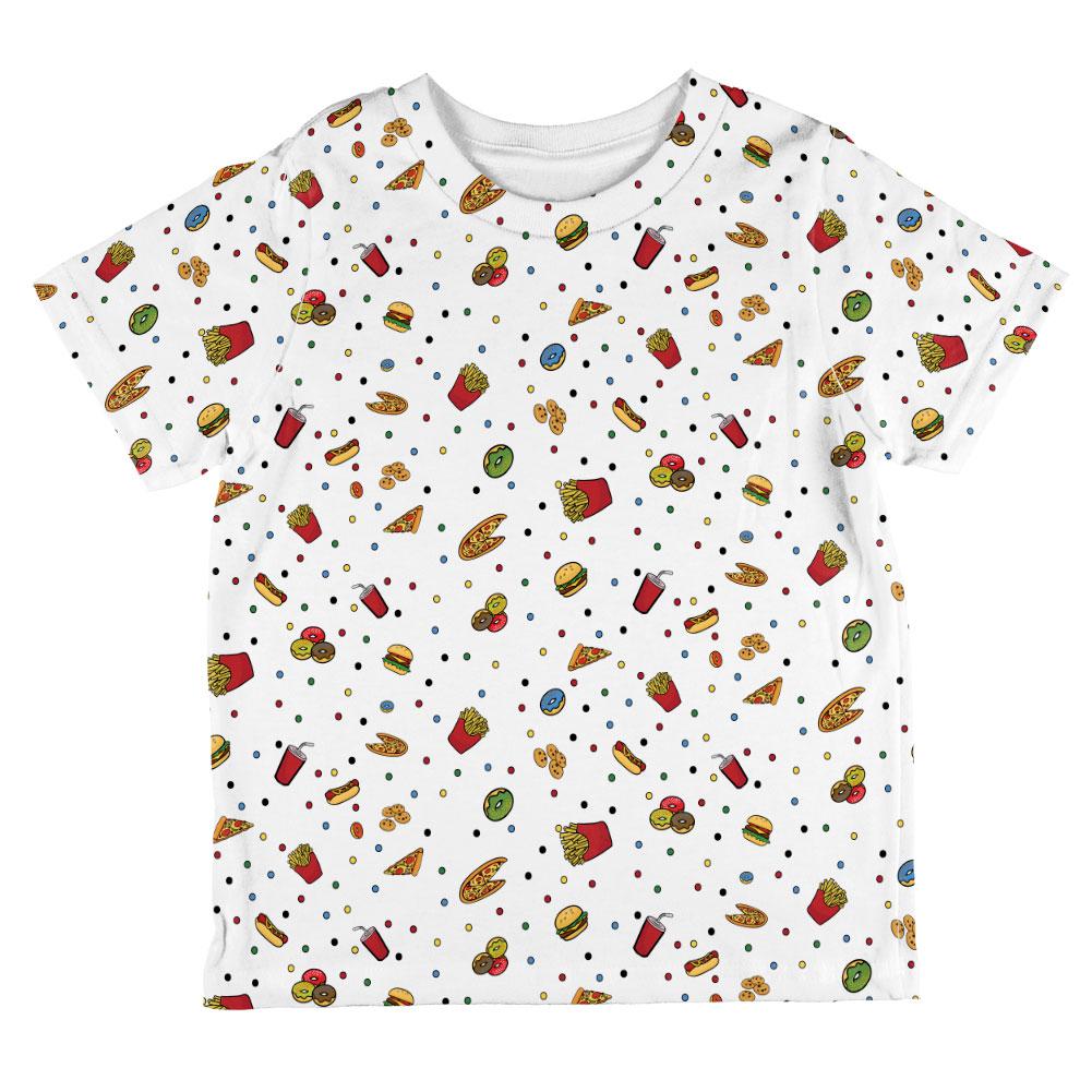 Junk Food Pattern All Over Toddler T Shirt Toddler T-Shirts Old Glory 2T White 