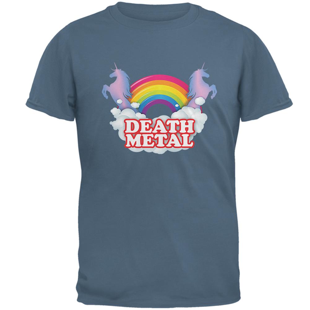 Death Metal Rainbow Unicorns Mens T Shirt Men's T-Shirts Old Glory 2XL Indigo Blue 