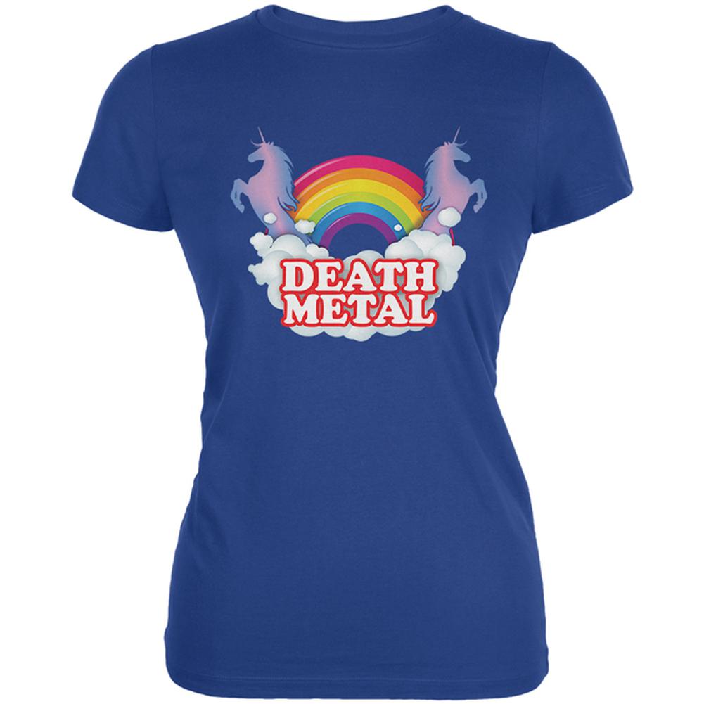 Death Metal Rainbow Unicorns Juniors Soft T Shirt Juniors T-Shirts Old Glory 2XL Royal 